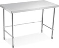 GarveeLife Stainless Steel Work Table, 48x24 x35 Inch, Commercial Kitchen Prep Table with Open Base for Restaurant, Food Prep, Garage and Workshop, Easy to Assemble and Clean, Silver