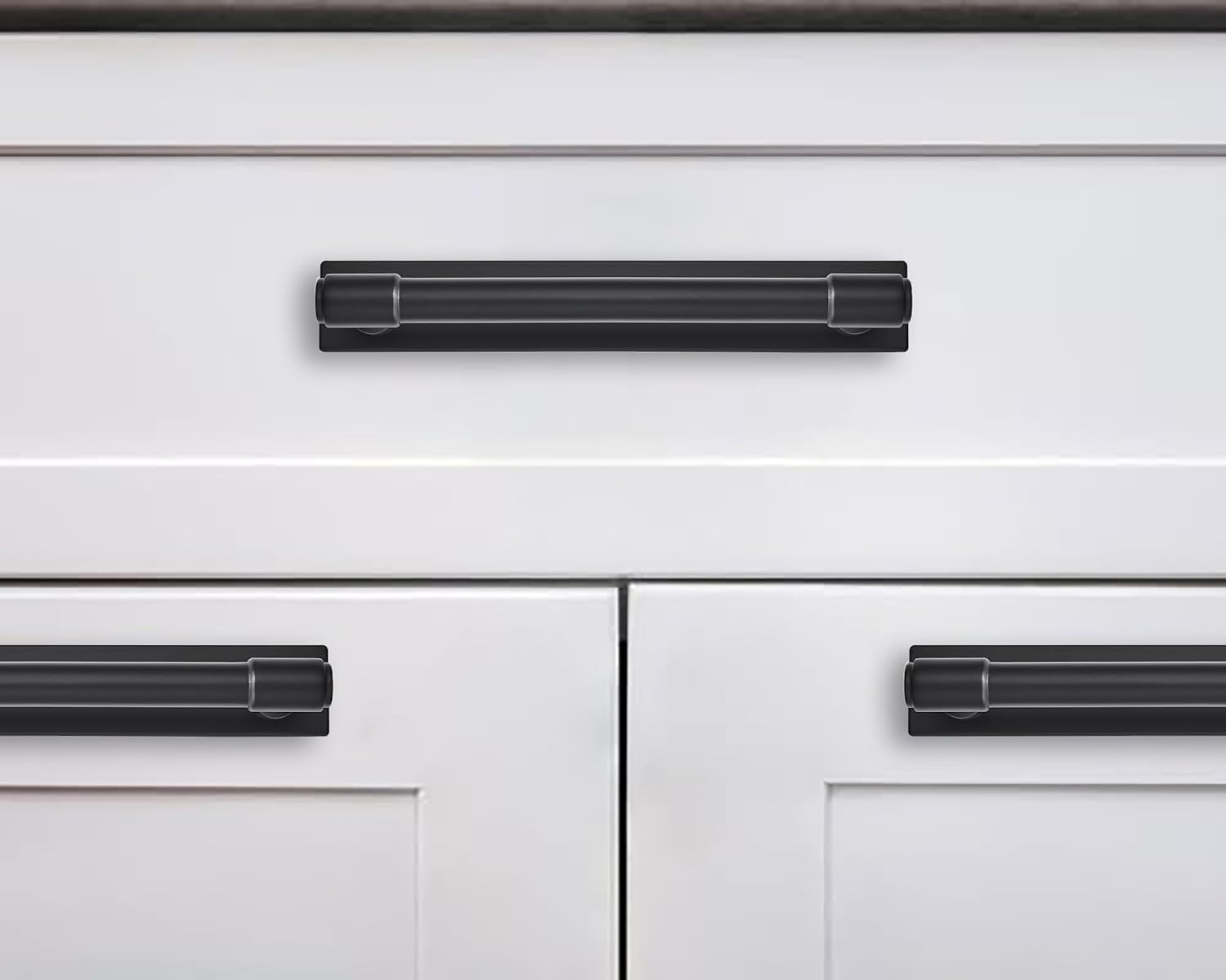 khtumeware 5 Pack 12 Inch(305 mm) Center to Center Black Cabinet Pull Backplate with Base Plate Zinc Solid Matte Black Kitchen Cabinet Handles Drawer Pulls Cabinet Hardware