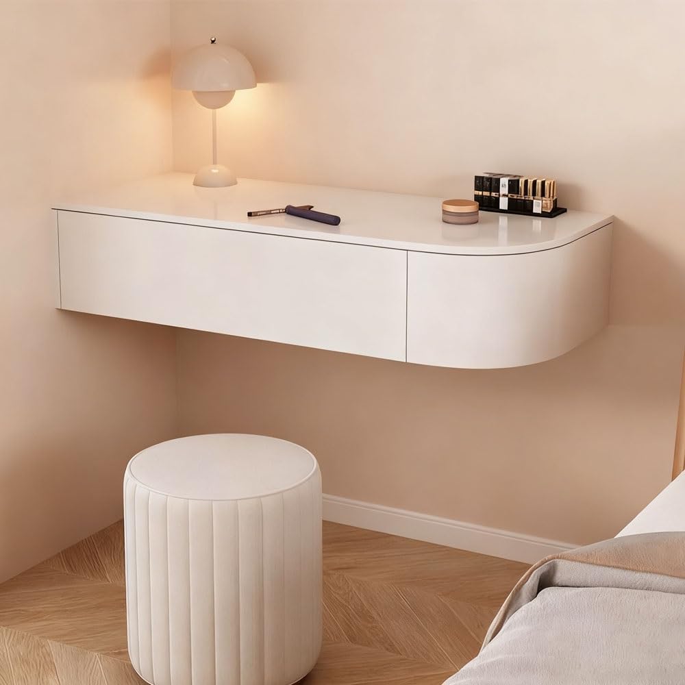 Wall Mounted Makeup Vanity, Floating Vanity Makeup Table, Space-Saving Corner Vanity Desk, Floating Dressing Table, Floating Corner Desk for Bedroom