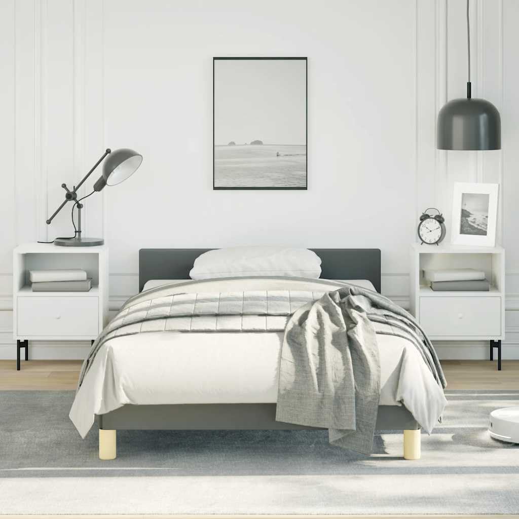 Twin XL Upholstered Bed Frame with Headboard in Dark Grey 100% Polyester Fabric, Engineered Wood Structure for Durable Support and Easy Assembly, Modern Minimalist Design