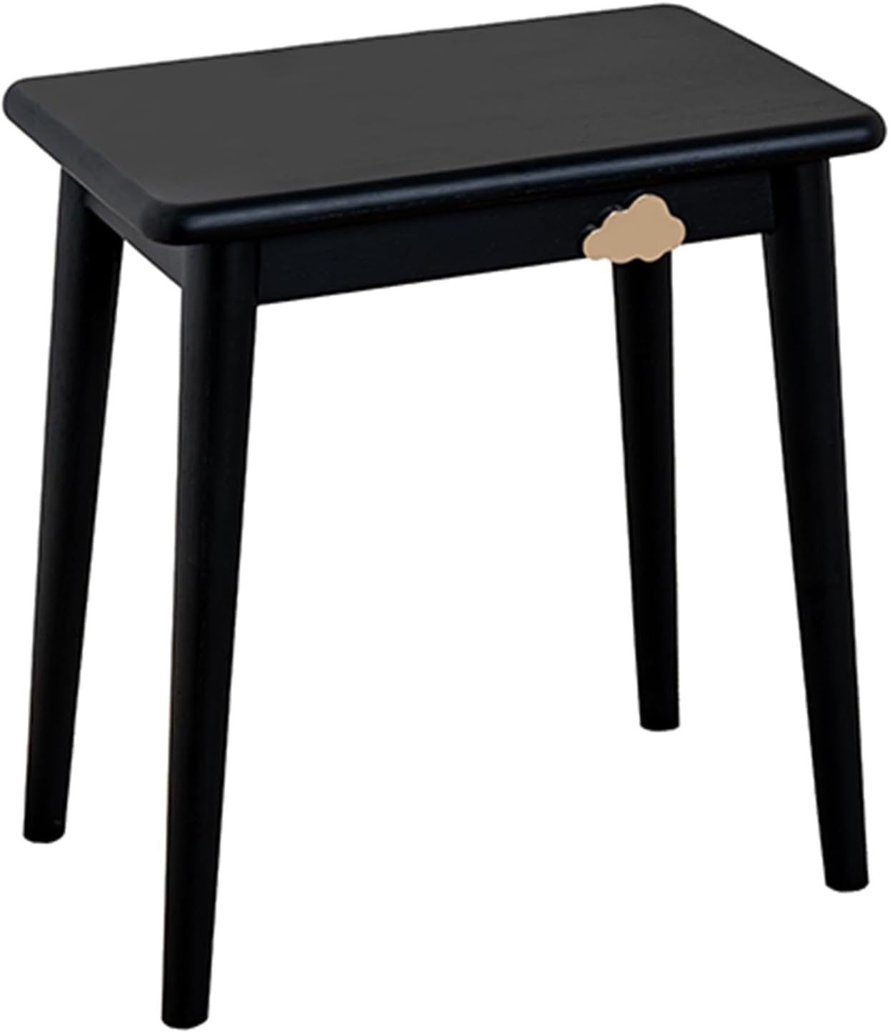 Vanity Bench,Vanity Chair, Solid Wood Vanity Stool, Rounded Corners, Mortise and Tenon Structure, Large Tabletop, with Cloud Decoration, Multifunctional(Black)