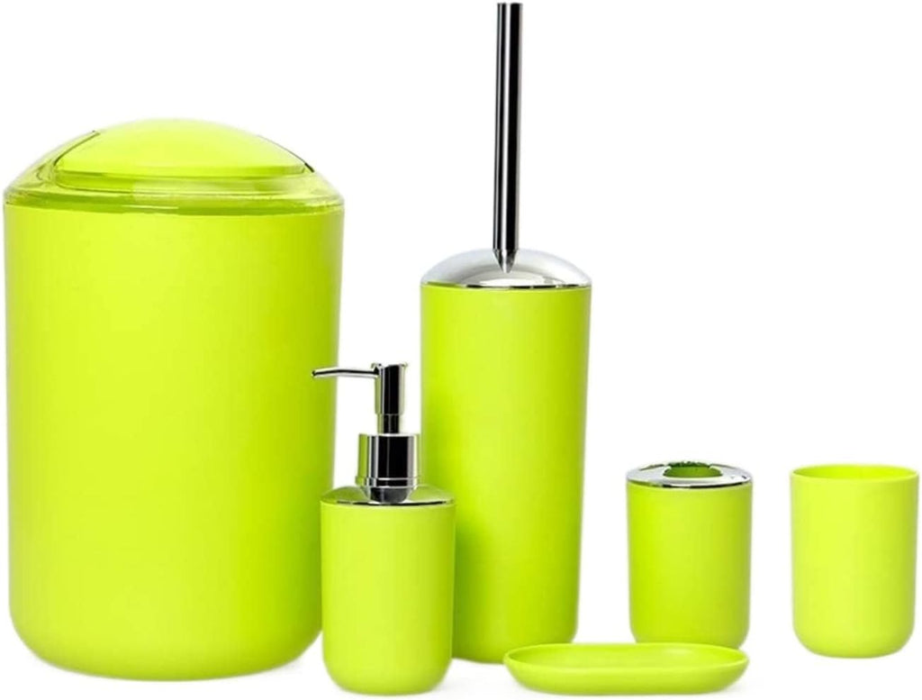 Vanity Bathroom Decor, Bathroom Accessory Set Modern Design 6 Piece Bathroom Accessory Set Toilet Brush Waste Bin Soap Dish Housewarming Gift(Green)