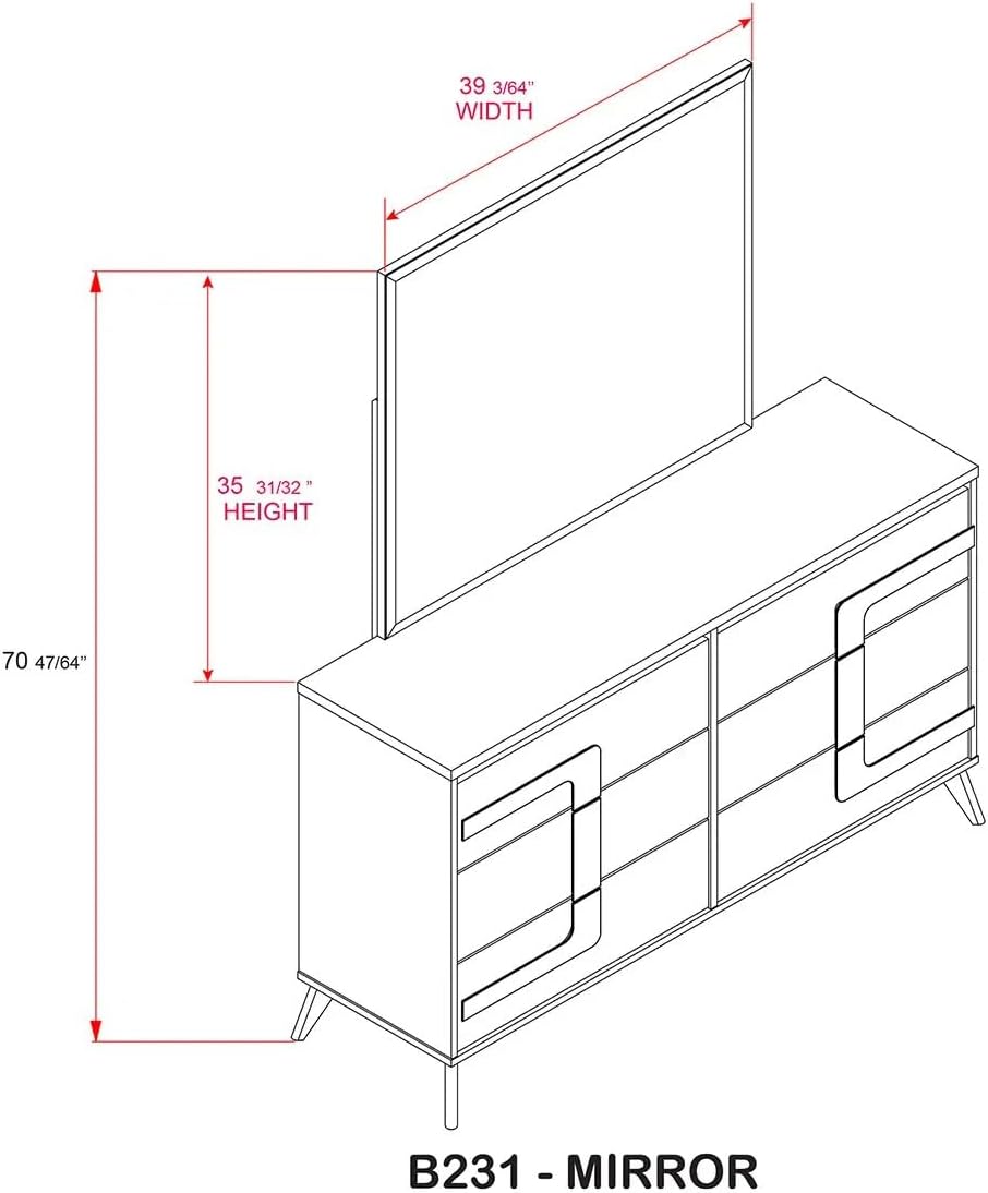 KB Designs - 4-Piece Bedroom Set, Dresser with Mirror, Chest and Nightstand, Modern White and Gold Furniture with LED Headboard and Contemporary Storage Features, Queen Size