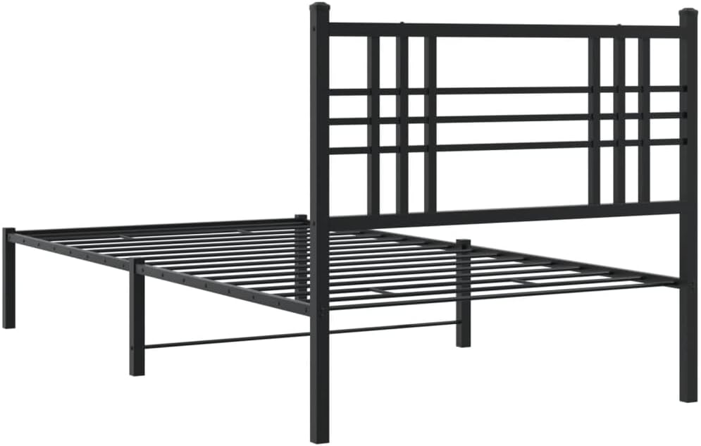 Black Steel Twin Bed Frame Rectangular Modern Platform with Storage for Bedroom