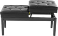 AngelcityCC Longer Duet Piano Bench with Storage, Adjustable Height Double Keyboard Piano Bench Seat with PU Leather Cushion