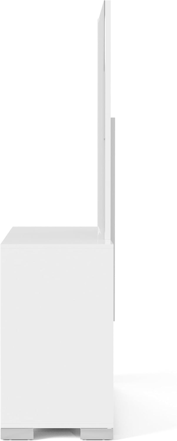 Furniture of America Alistair Modern Wood 4-Piece Bedroom Set with LED on Headboard Bed, Ball-Bearing Glides on Nightstand and Dresser with Mirror, Box Spring Required, King, White