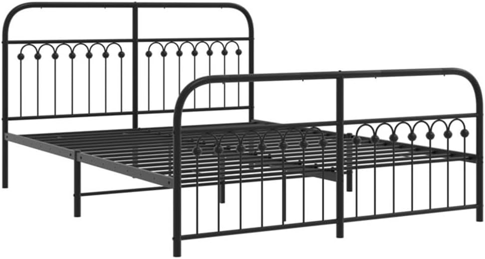 BOWERY HILL Contemporary Engineered Wood King Bed Frame, Black Powder-Coated Finish, Durable Steel Construction, Includes Headboard and Footboard, Classic Bedroom Furniture, Easy Assembly, 661 lbs
