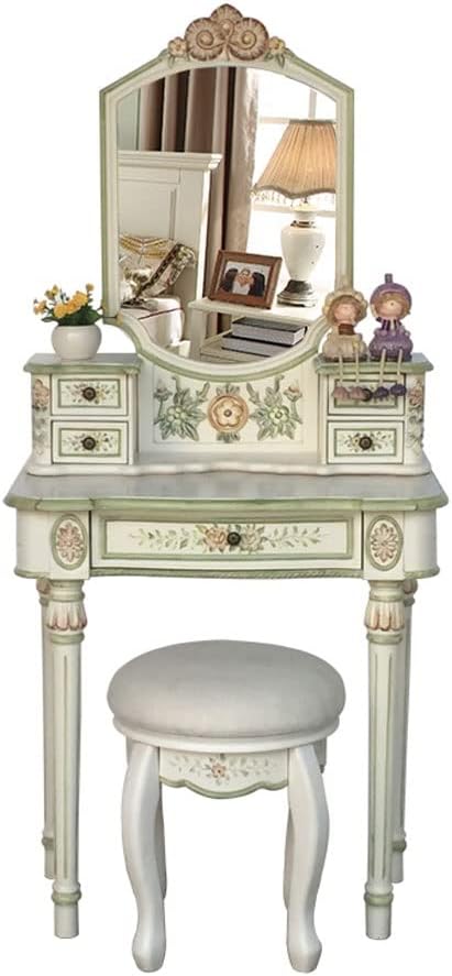 Vanity Benches Vanity Desk Set Wooden Dresser Ladies Dresser Dresser with Drawers and Stools Bedroom Small Apartment Dresser (Color : A)