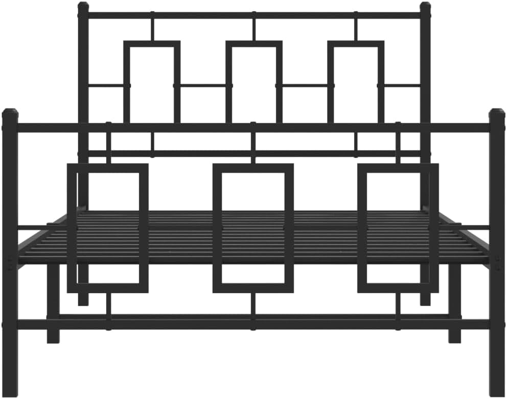 Twin Bed Frame Black Powder-Coated Steel Rectangular Sturdy Metal Frame with Under-Bed Storage Sleek Design for Bedroom Furniture