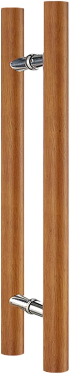 Modern Barn Door Handle Set for Interior/Exterior Doors, H Shaped Wooden Sliding Barn Door Handle Push and Pull Hardware (Brown, 80cm/31 1/2 inch and 50cm)