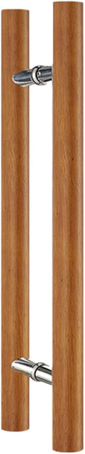 Modern Barn Door Handle Set for Interior/Exterior Doors, H Shaped Wooden Sliding Barn Door Handle Push and Pull Hardware (Brown, 80cm/31 1/2 inch and 50cm)