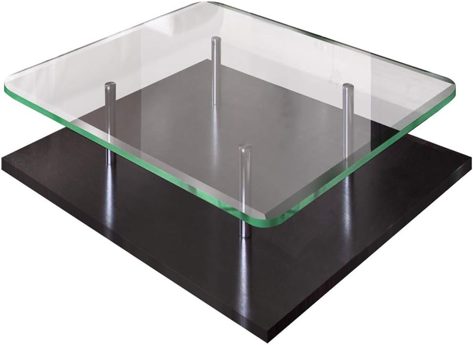 Dulles Glass 40 inch Square Glass Table Top - Tempered - 1/2' Thick Glass Surface, Safe Beveled Edge, Radius Corners, Multipurpose for Dining Table, Patio, Coffee and End Table