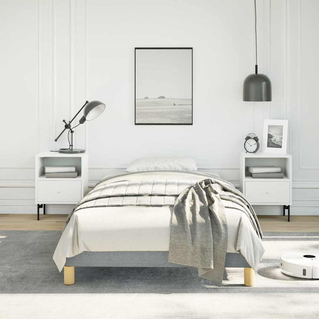 Light Grey Twin XL Bed Frame with Breathable Polyester Fabric and Sturdy Engineered Wood Construction for Adult Bedroom, Modern Platform Bed Frame with Strong Build