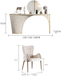 Multifunctional Dressing Desk Oval Slate Dresser Storage Cabinet Integrated Table Solid Copper Handle, Metal Support Frame, Storage Cabinet with 2 Drawers Vanity Makeup Table