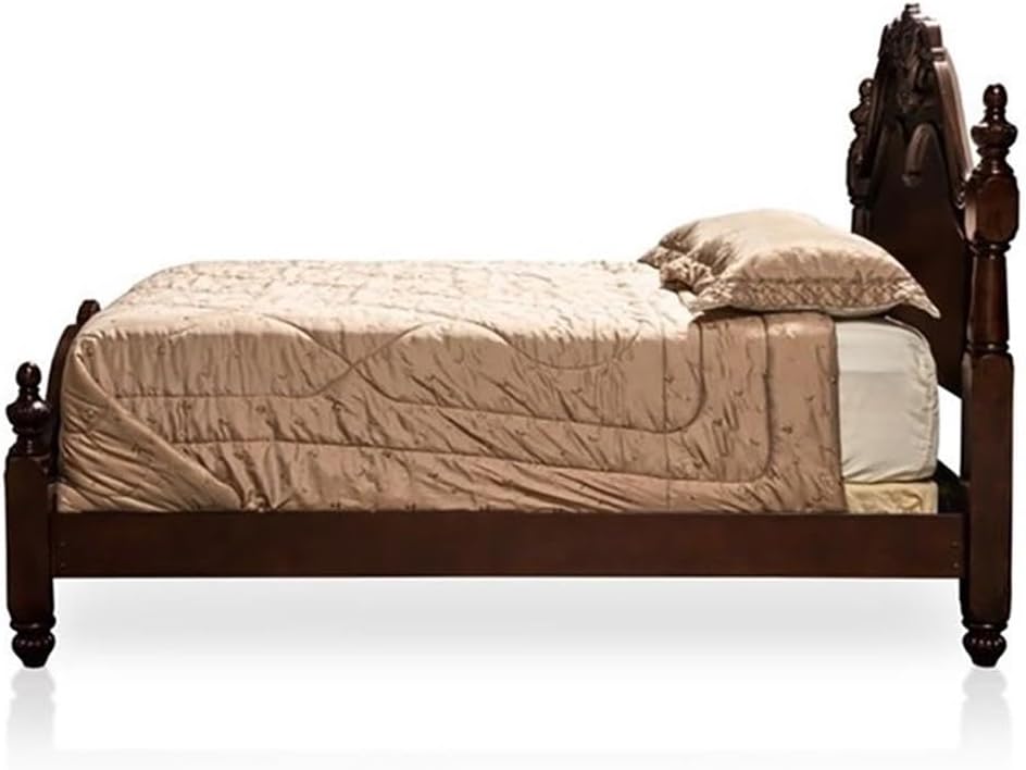 Furniture of America FOA Ruben 2pc Cherry Solid Wood Panel Bedroom Set - Cal King + Nightstand