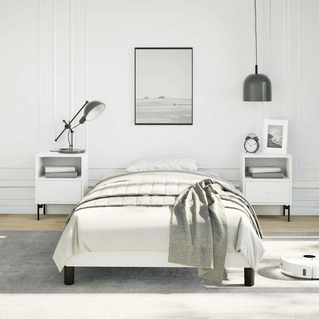 Modern Twin XL Faux Leather Bed Frame in White for Adults with Minimalist Design and Robust Support for Easy Assembly and Compact Size
