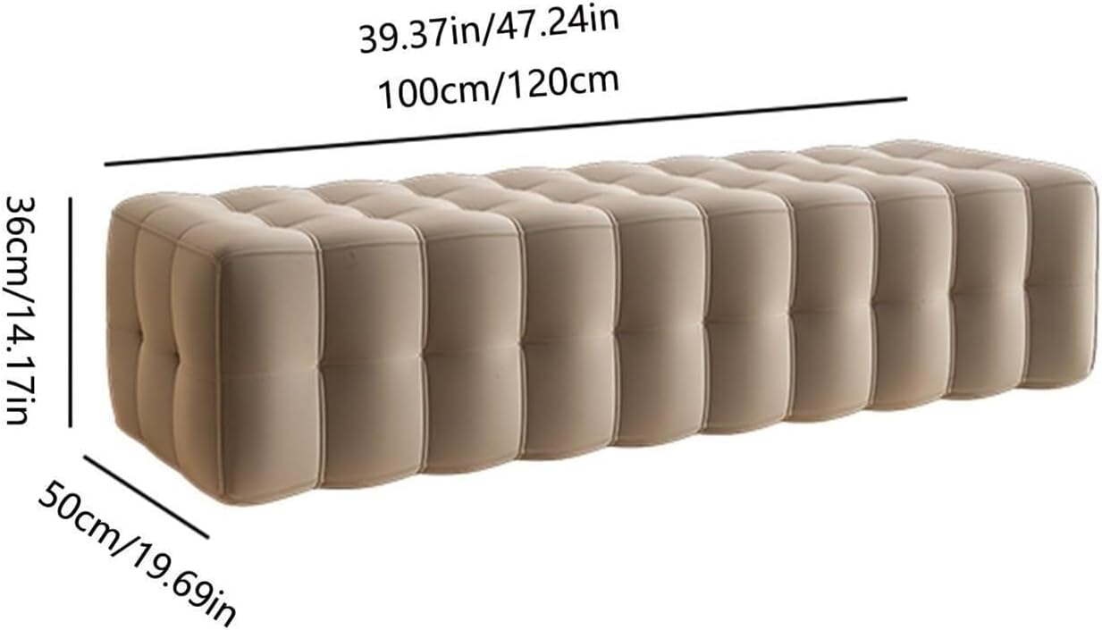 End of Bed Bench Tufted Bench, Upholstered Bedroom Benches Footrest Stool End of Bed Storage Bench for Bedroom,White-120 * 50 * 36cm