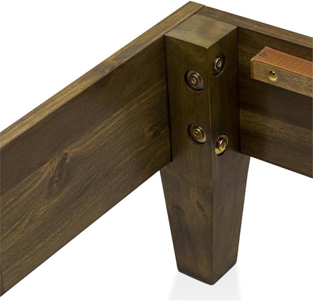 East West Furniture NVP-22-F Full Size Bed Frame with 4 Hardwood Legs and 2 Extra Center Legs - Walnut Finish