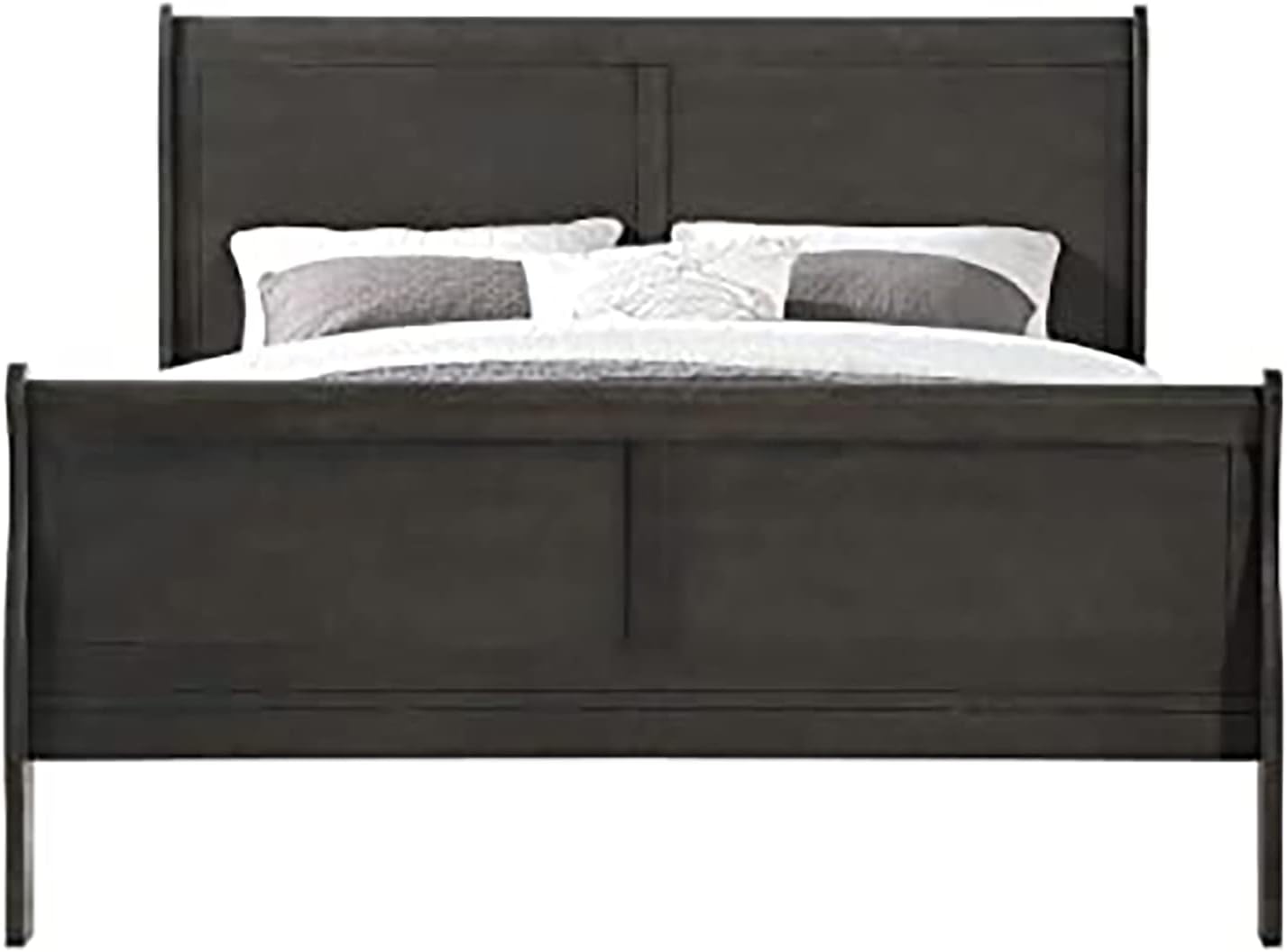 Home Bedroom Furniture Sets,Modern Dark Gray Finished Furnitures Wood Bed Frame s Dresser Chest of Drawers with Brushed Nickel Metal Hardware for Bedroom Living Room (King Bed)