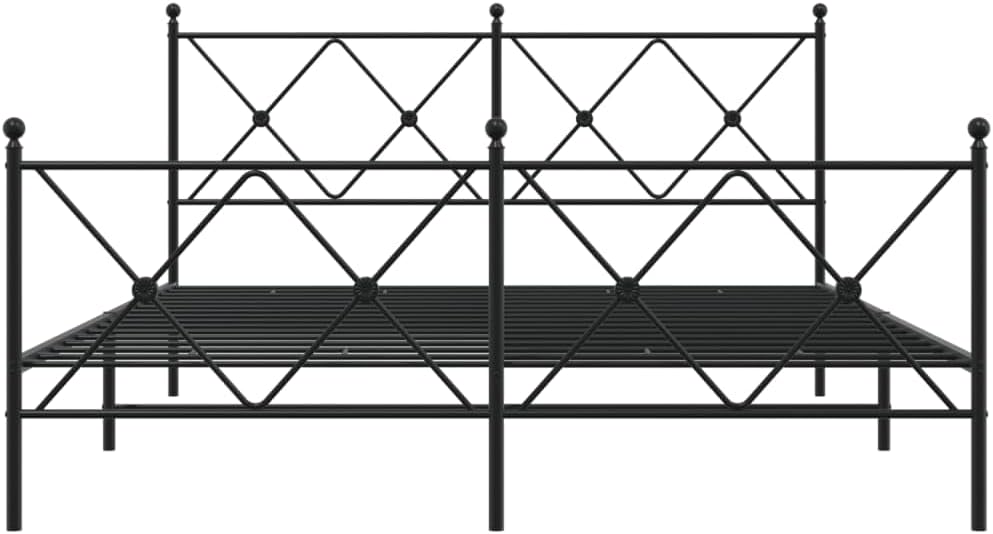 King Size Metal Bed Frame with Headboard and Footboard, Sturdy Steel Construction, Black Powder Coated Finish, Traditional Rectangular Design for Bedroom, Underbed Storage