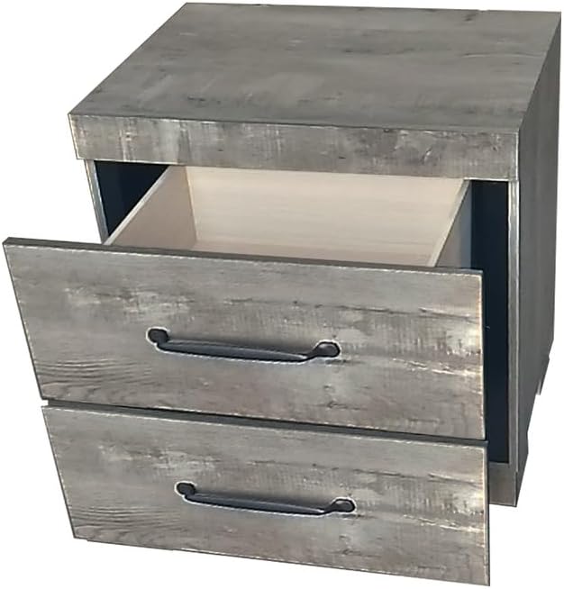 Modern 6-Piece Eastern King Bedroom Set with LED Reading Lamps and USB Nightstands – Panel Bed Frame, Dresser, Mirror, Chest, and 2 Nightstands in Antique Gray Laminate Finish