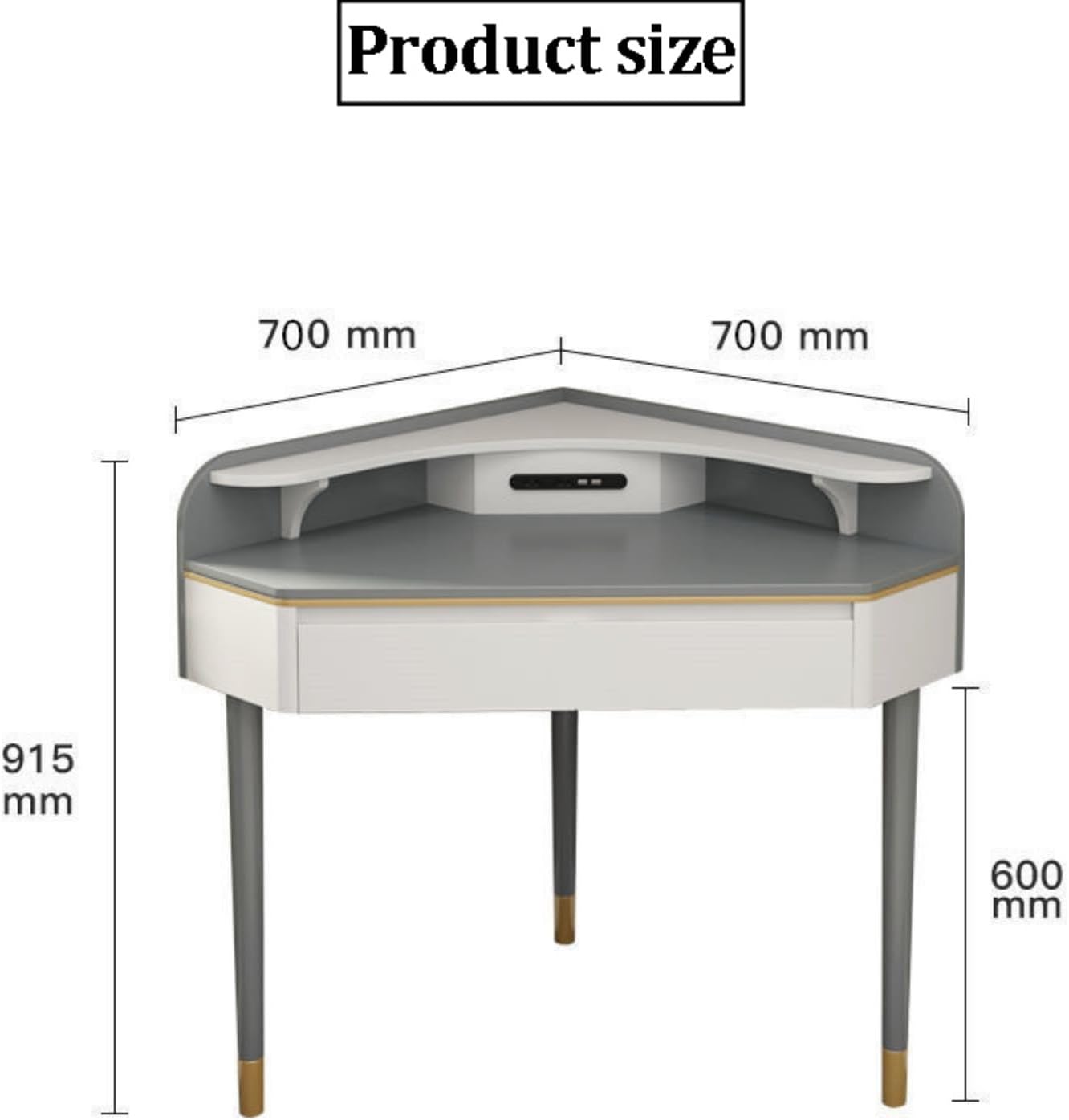 Corner Vanity Desk, Modern L-Shaped Vanity Table,Storage Trunks with USB Ports and Drawers, Compact Dressing Table for Bedroom Beauty Salon, Nail Salon (Gray)(Medium)
