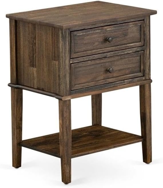 Pemberly Row 3-Piece King Bedroom Set, Engineered Wood and Faux Leather, Jacobean/Brown Finish, Includes Upholstered Platform Bed Frame and 2 Nightstands, Solid Wood Slats, Mid-Century Modern Style