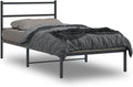 Modern Twin Bed Frame Black Steel Rectangular with Elegant Headboard and Ample Storage Sturdy Powder-Coated Design for Single Sleeper Bedrooms
