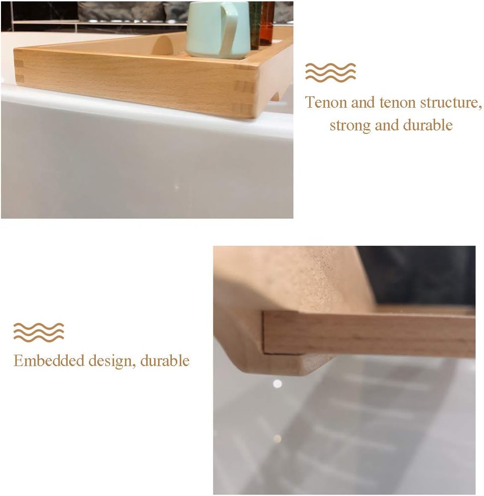 Solid Wood Bathtub Caddy Tray with Wine Glass Holder Luxury Spa nizer for Ultimate Relaxation and Comfort