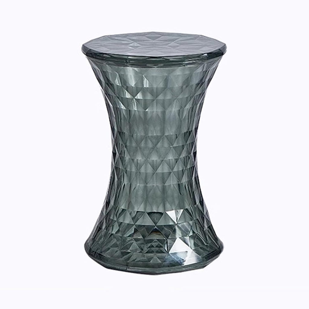 Acrylic Transparent Drum Table, Diamond Shaped Modern Vanity Stool/Side Table, Rounded and Soft Corners, Stable Support for Chair Feet, for Indoor and Outdoor Use(Orange)