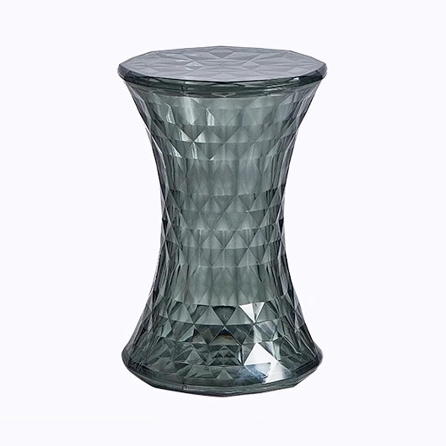 Acrylic Transparent Drum Table, Diamond Shaped Modern Vanity Stool/Side Table, Rounded and Soft Corners, Stable Support for Chair Feet, for Indoor and Outdoor Use(Orange)
