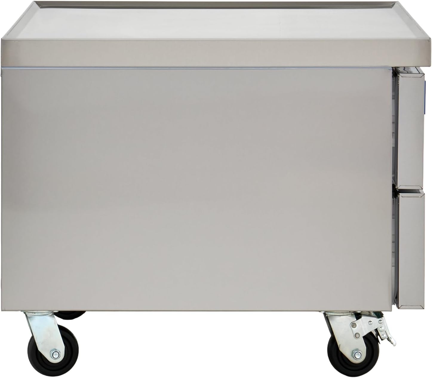 Kratos Commercial Refrigerator, 36' Wide Two Drawer Chef's Base, Refrigerated Mobile Equipment Stand for Restaurants, Stainless Steel, 115V, 6.5 Cubic Ft. Capacity (67K-314)