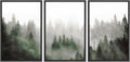 SIGNWIN Framed Canvas Print Wall Art Woodland Nursery Decor Set Fog & Mist Over Green Pine Tree Forest Nature Wilderness Modern Art Chic Landscape for Living Room, Bedroom, Office - 24'x36'x3 Black