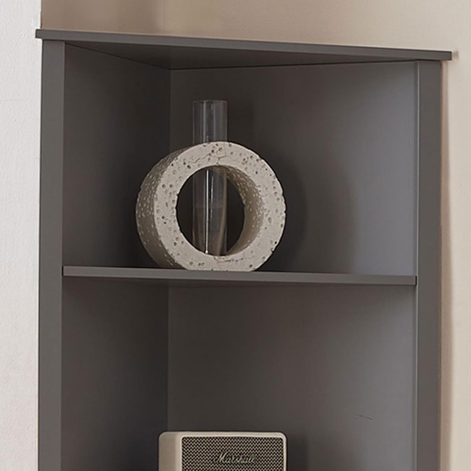 Kings Brand Furniture Tall Wooden Corner Cabinet with 2 Doors and 5 Shelves Storage Shelf Organizer, Home Space Saver, Bathroom, Kitchen, Living Room, Grey