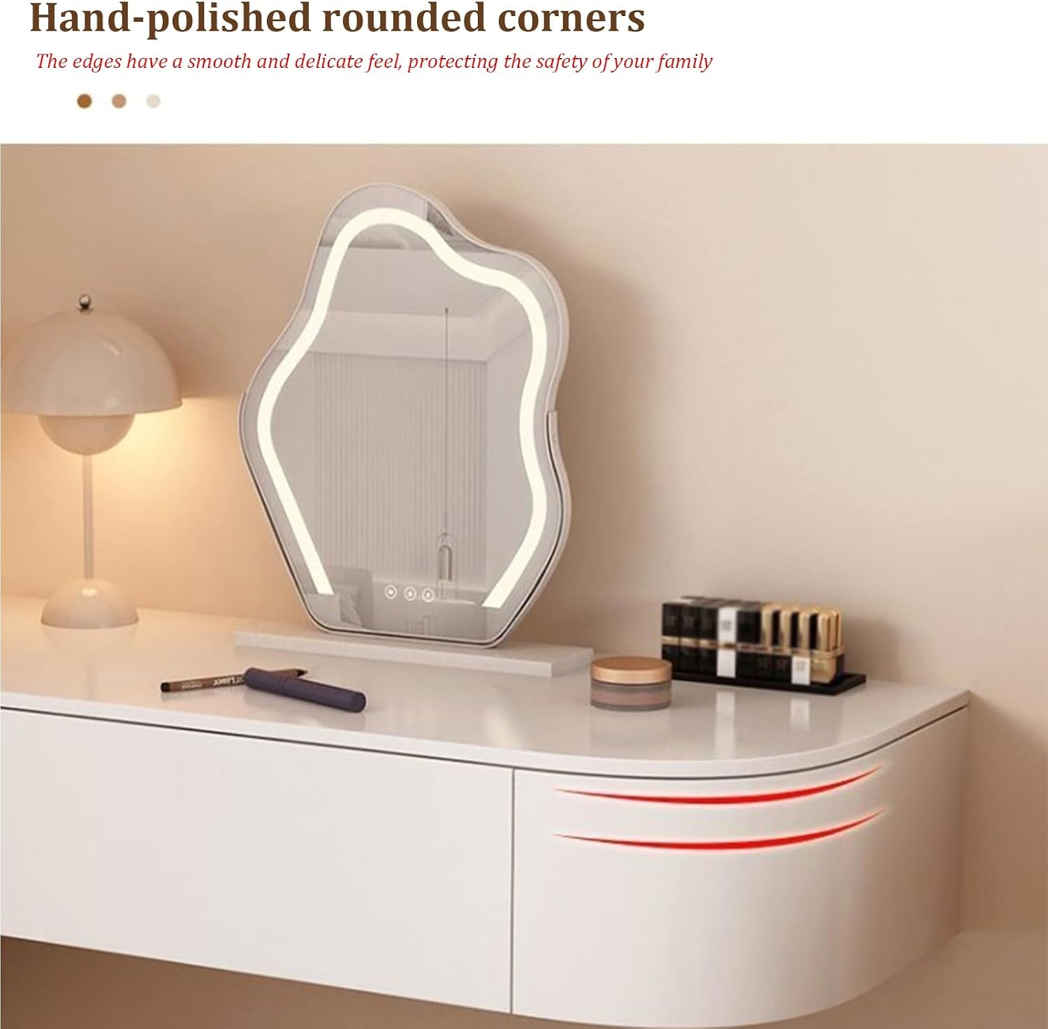 Floating Wall-Mounted Vanity Desk, White Corner Makeup Vanity with Storage, Fully Assembled Space-Saving Dressing Table for Bedroom, Versatile as Desk or Nightstand(Left-Mount)