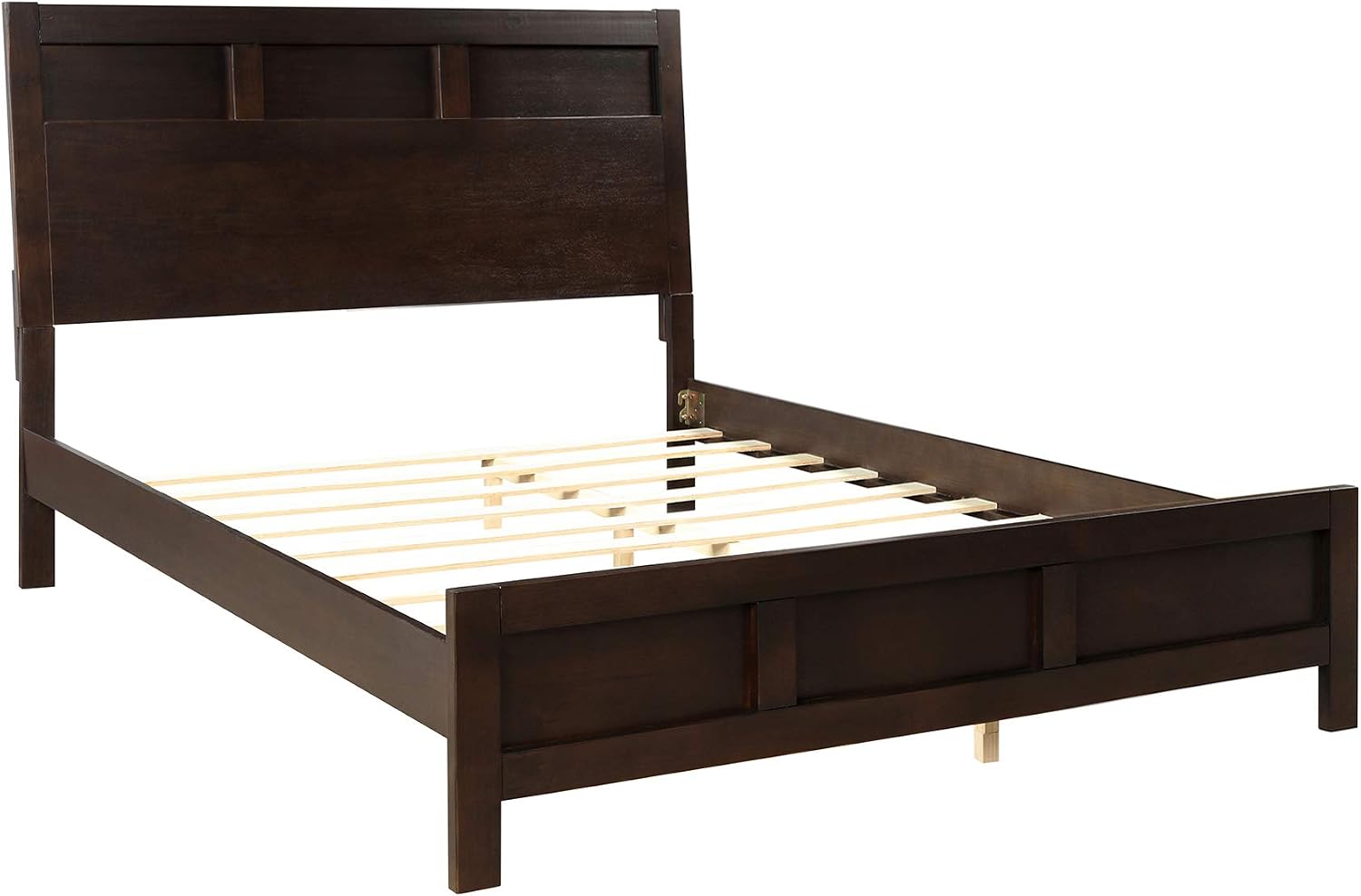 3 Pieces Full Size Bedroom Set, Solid Wood Full Size Platform Bed + 2 Night Stand, Platform Bed with Center Support Legs, Rustic Inviting Classic Brown, Distressed, Slightly Rustic Look