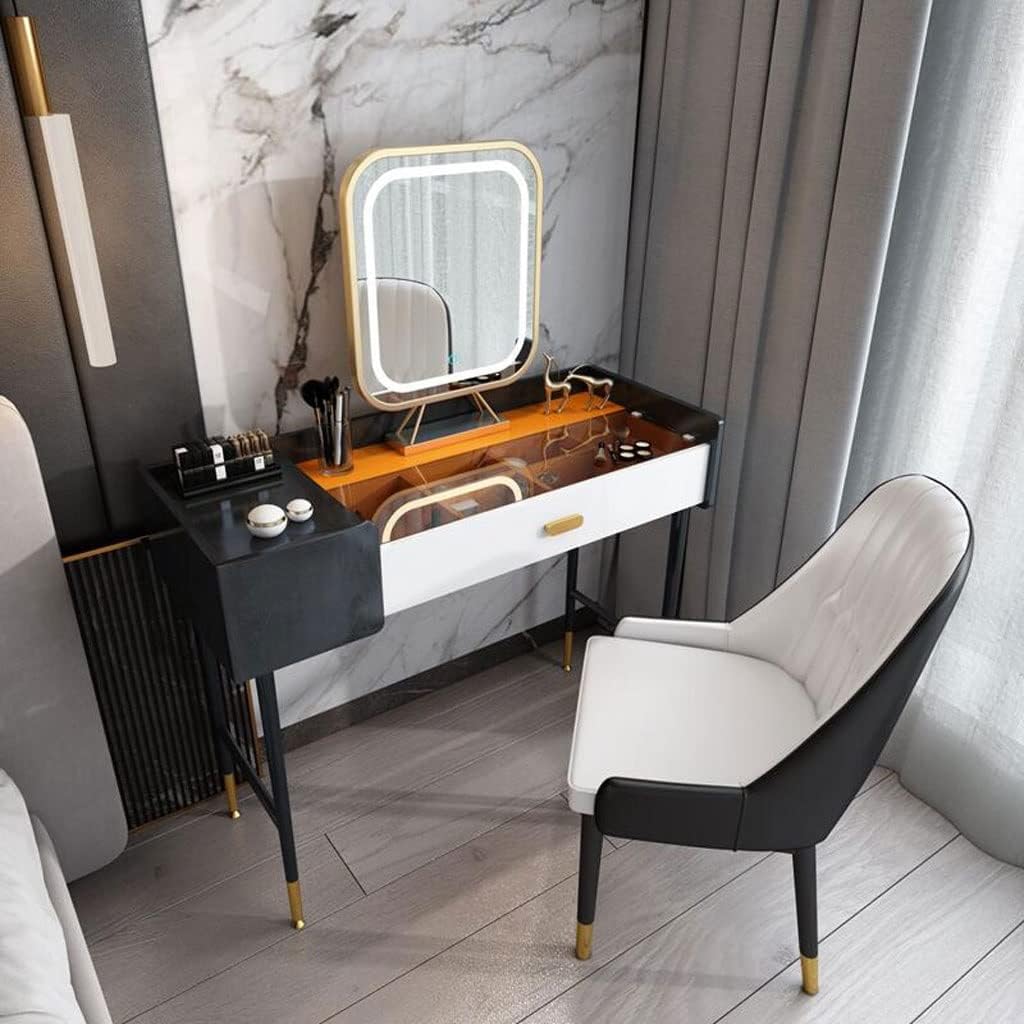 Vanity Benches Vanity Desk Set Modern Ladies Dresser Bedroom Small Dresser with LED Mirror, Side Cabinet, Dressing Stool (Color : A)