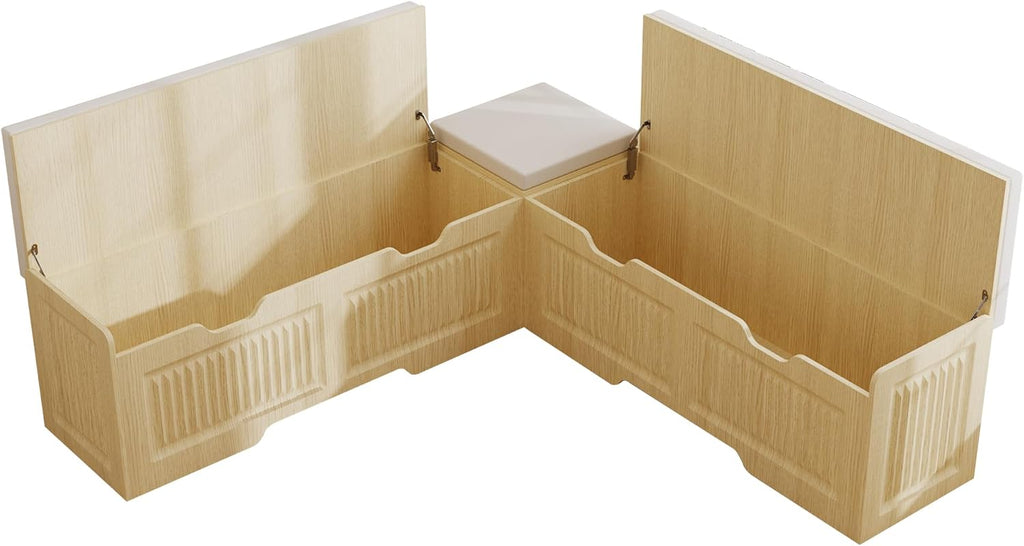 L-Shaped Storage Bench, Corner Bench with Storage,Kitchen Breakfast Nook Bench, with Large Hidden Storage Space,Suitable for Dining Nook,Kitchen Corner and Entryway(Wood color-02)