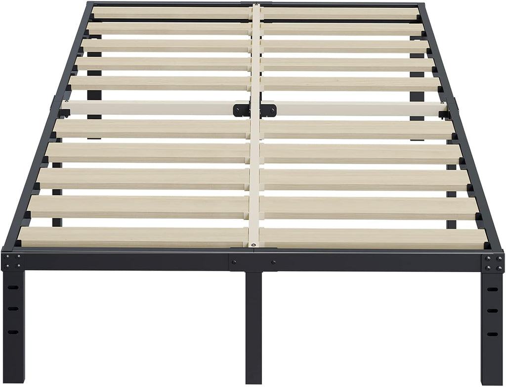 ZIYOO King Bed Frame 16 Inches Tall, 3 Inches Wide Wood Slats with 3500 Pounds Support, No Box Spring Needed for Foam Mattress, Underbed Storage Space, Easy Assembly, Noise Free-Black