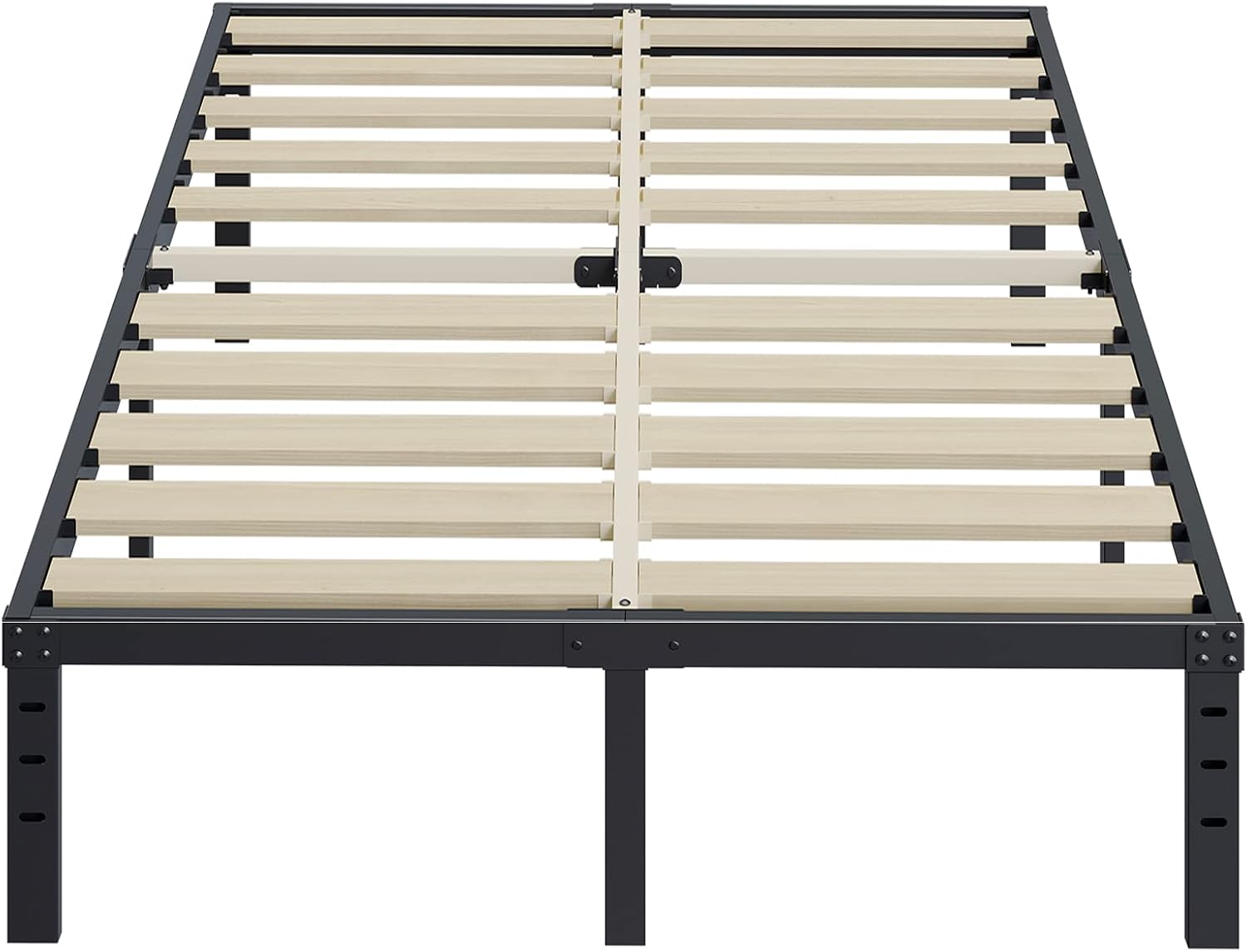 ZIYOO King Bed Frame 16 Inches Tall, 3 Inches Wide Wood Slats with 3500 Pounds Support, No Box Spring Needed for Foam Mattress, Underbed Storage Space, Easy Assembly, Noise Free-Black
