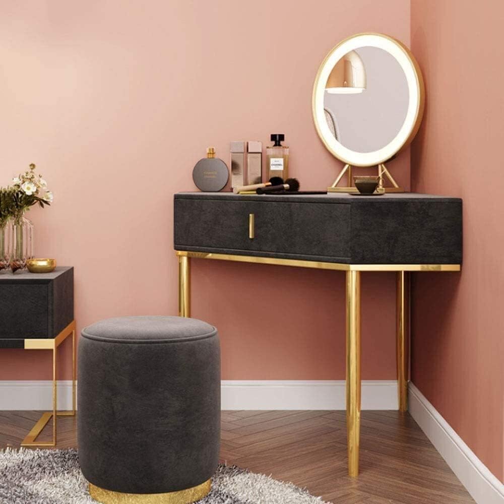 Vanity Benches Corner Dressing Table Gray Dressing Table with Mirrors and Drawers Vanity Table, Solid Wood Triangle Makeup Table for Bedroom Girls Dressing Table Suitable for Home, Room