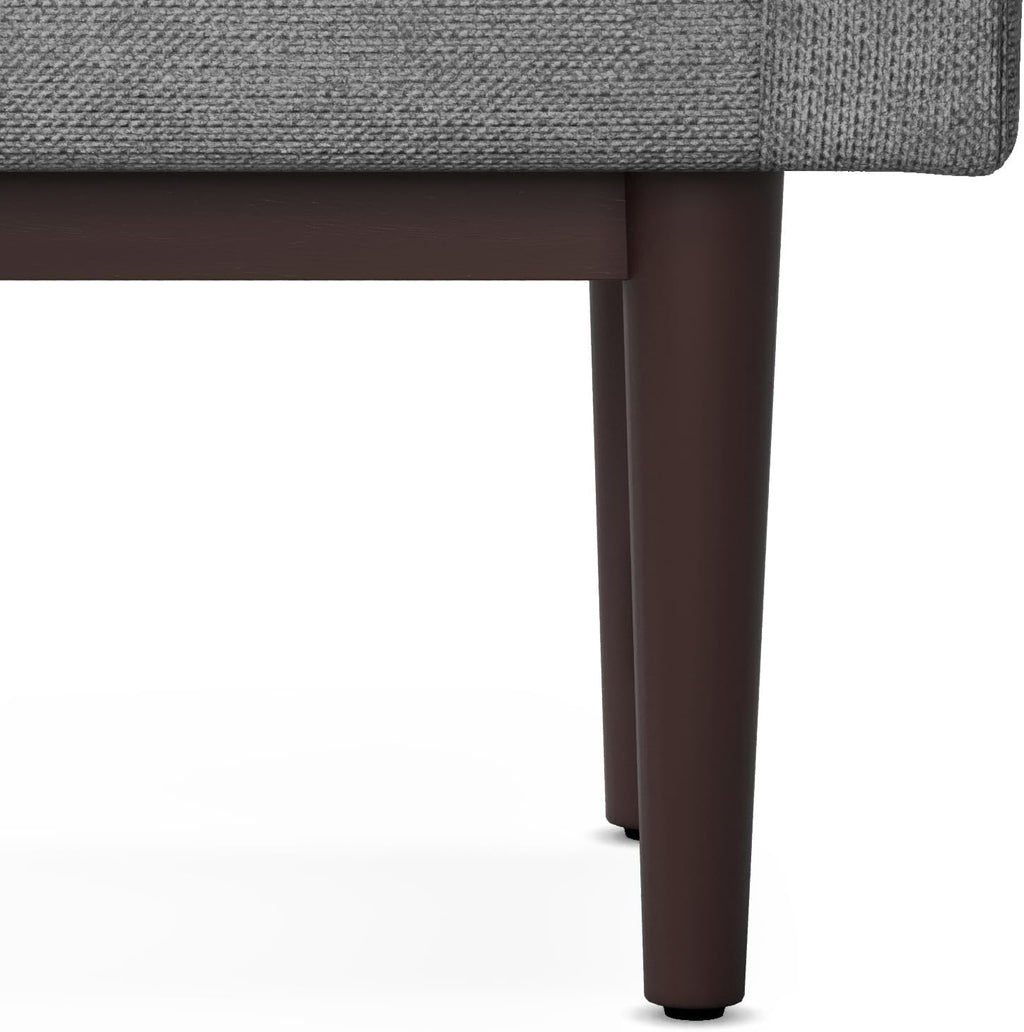 SIMPLIHOME Scott Small Ottoman Bench - 29 inch Wide Upholstered Linen Fabric Rectangle Ottoman in Pewter Grey, Contemporary Bench for Bedroom or Living Room with Raised Sides and Cushioned Seat