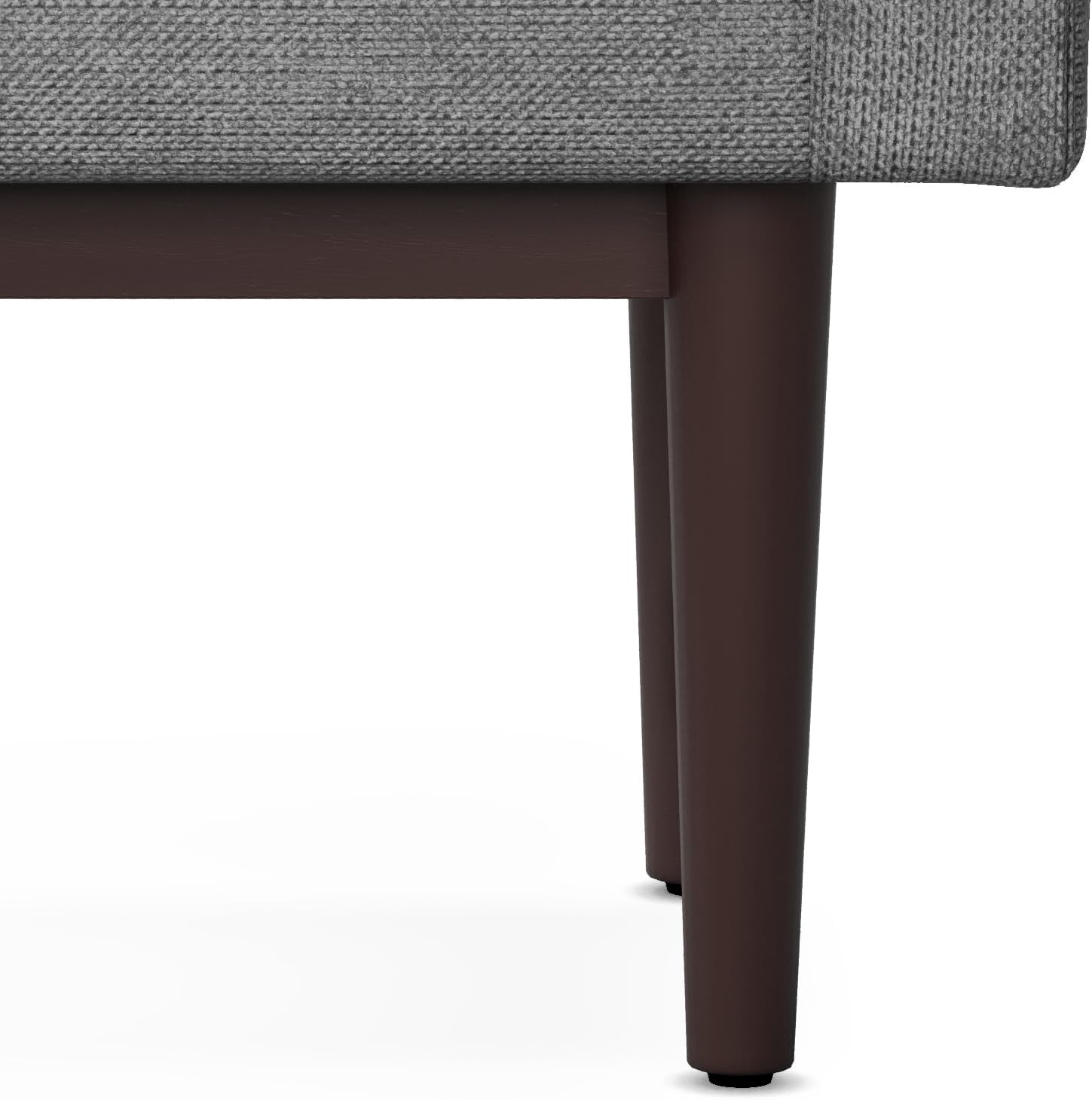 SIMPLIHOME Scott Small Ottoman Bench - 29 inch Wide Upholstered Linen Fabric Rectangle Ottoman in Pewter Grey, Contemporary Bench for Bedroom or Living Room with Raised Sides and Cushioned Seat