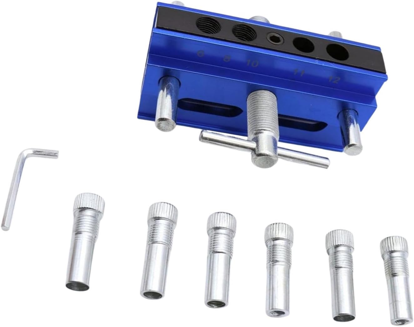Centering Doweling Jig Kits Drill Jig for Straight Holes Biscuit Joiner Set with 6 Drill Guide Bushings Adjustable