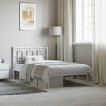 Twin Bed Frame White Powder-Coated Steel Modern Design with Storage Space Rectangular Shape for Bedroom Furniture