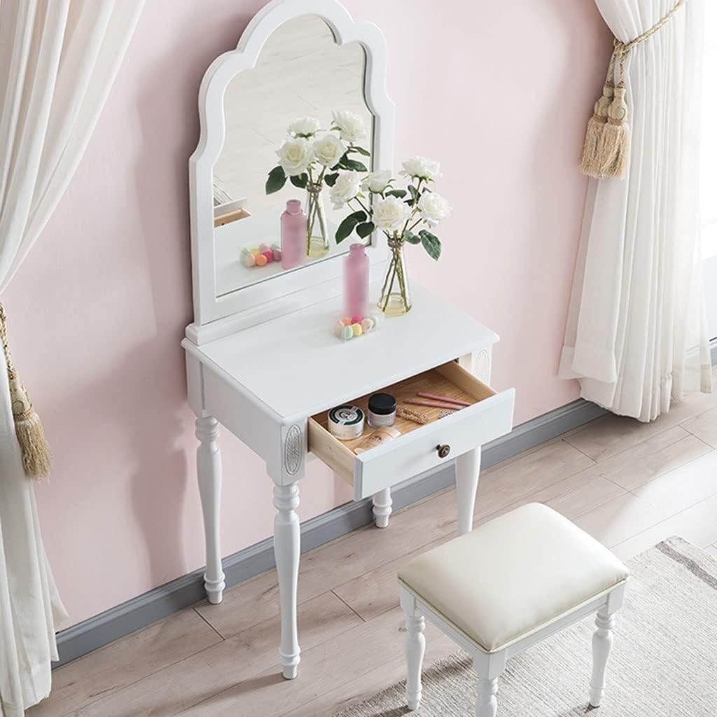 Vanity Benches Dressing Table Set Bedroom Dressing Table Modern Minimalist Vanity Table, Dressing Table + Makeup Stool + Drawer (Color : A)