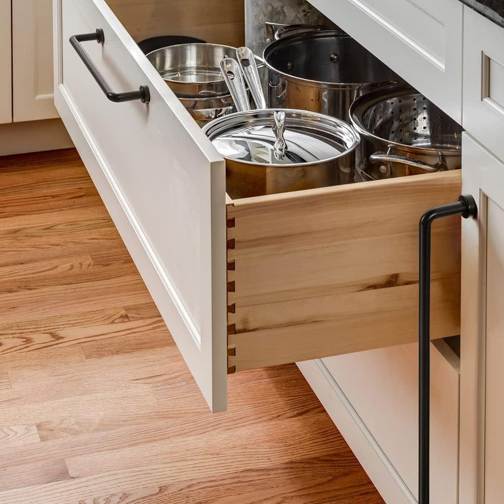 Goo-Ki 6 Pack 12 5/8' Center to Center Matte Black Modern Cabinet Pulls Solid Contemporary Home Improvement Hardware Drawer Pulls Zinc Alloy Kitchen Handles