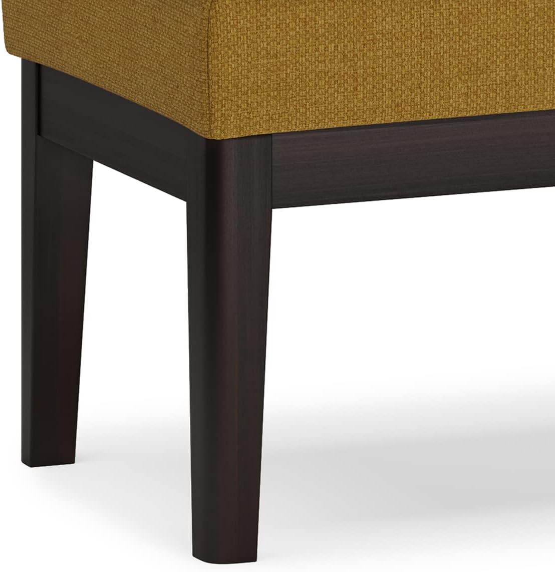 SIMPLIHOME Carlson Ottoman Bench - 45 inch Wide Upholstered Vegan Leather Rectangle Ottoman in Marigold, Mid Century Modern Bench for Bedroom, Entryway or Living Room with Padded Seat