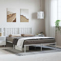 Metal Bed Frame King Size with Headboard White Steel Platform Bed Frame Sturdy Bedframe with Underbed Storage Space for Bedroom Guest Room