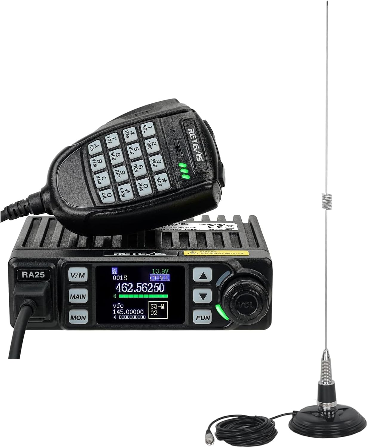 Retevis RA25 GMRS Mobile Radio (1Pack) Bundle with GMRS Antenna (1Pack), 32-inch 462-467Mhz GMRS Mobile Antenna, 20W Long Range GMRS Radio Mobile Transceiver, 8 Repeater Channel Base Station